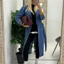 trench lungo doppio petto in jeans denim